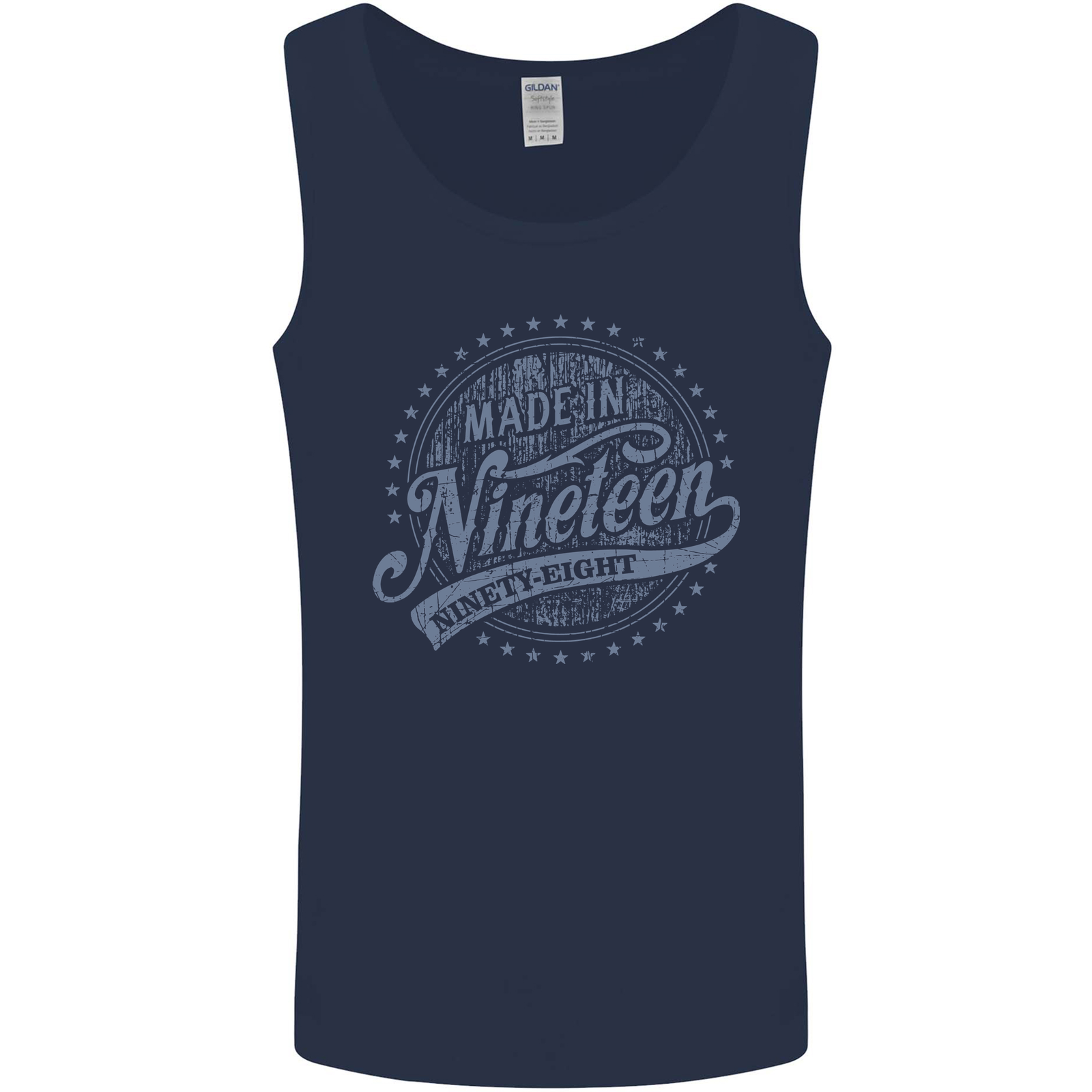 Distressed 27th Birthday Made In 1998 Mens Vest Tank Top Navy Blue