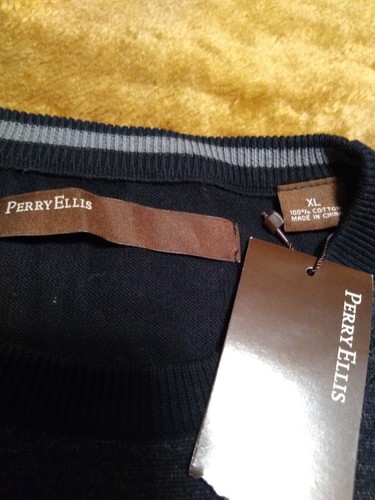 Perry Ellis Sweater Men's XL Black/Gray/ Principles Long Sleeve New with Tags - Picture 3 of 9