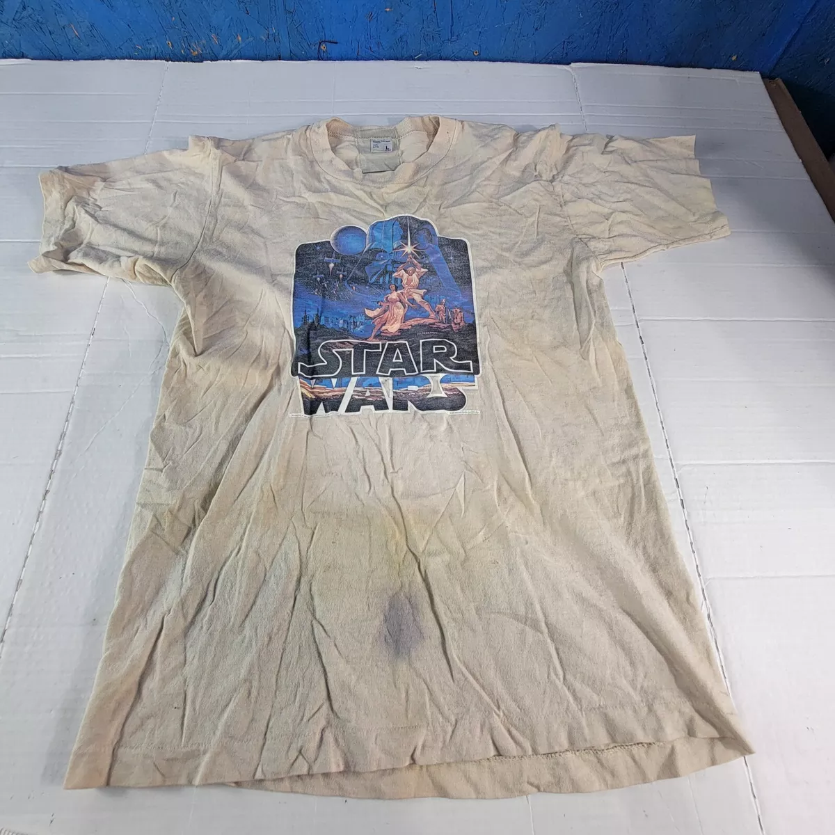 Vintage 70s Star Wars T-Shirt Movie Promo large shirt 1977 iron on JC Penney 2