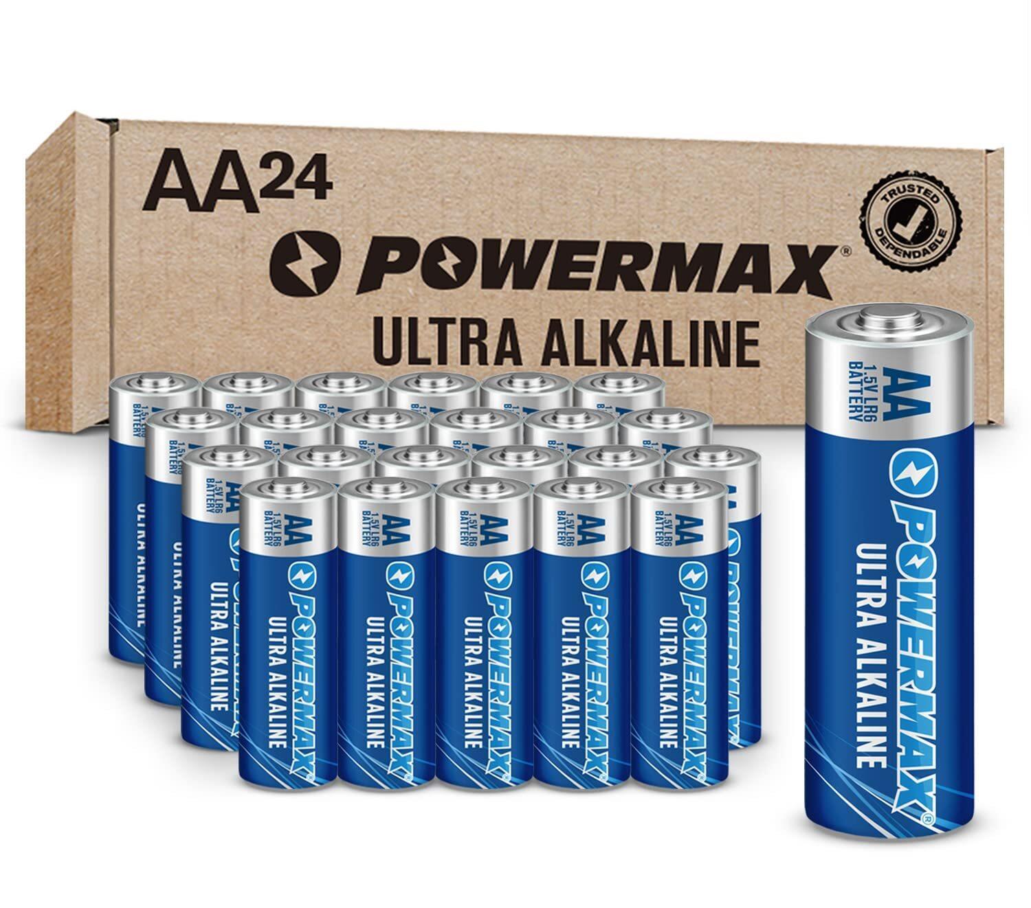 Powermax 24-Count AA Batteries Ultra Long Lasting Alkaline Battery 10-Year Sh...