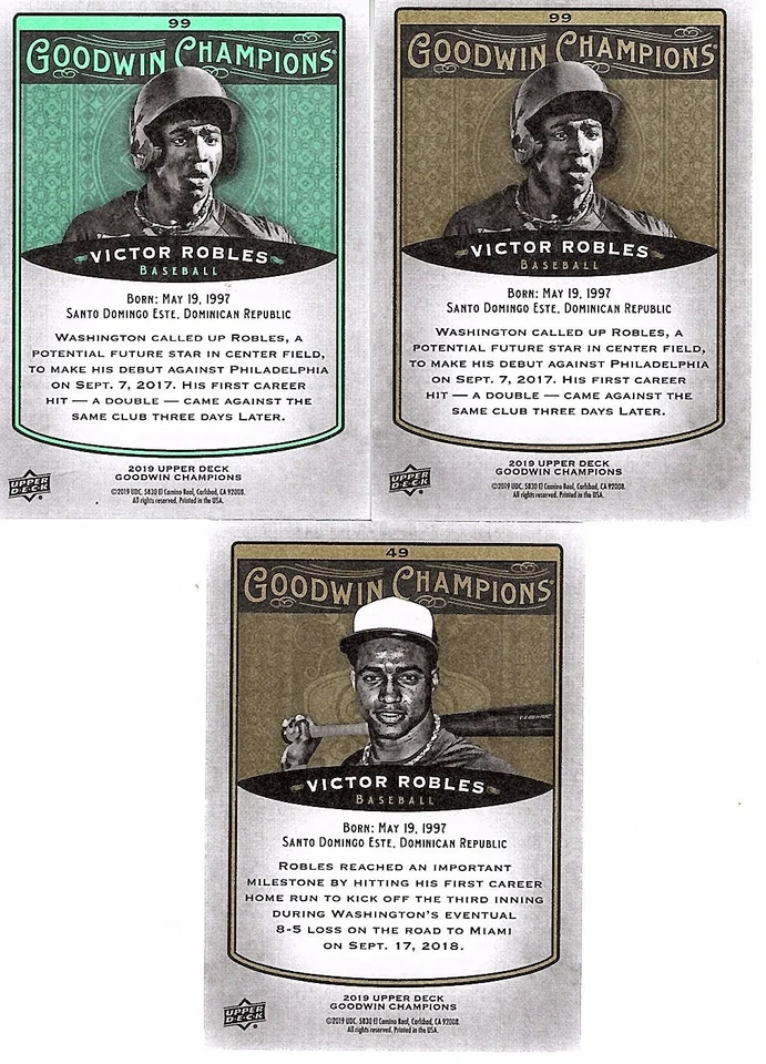 VICTOR ROBLES 2019 GOODWIN TOURQUOISE PARALLEL HORIZONTAL & BASE 99 & BASE 49 - Image 2 of 2