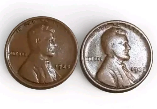 1925 PD Lincoln Wheat Cents-Glossy Brown Very Fine Copper Pennies -Free Post