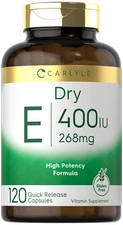 Dry Vitamin E 400 IU (268mg) | 120 Capsules | High Potency Formula | by Carlyle