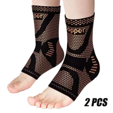 2x Foot Plantar Fasciitis Arch Support Compression Socks Ankle Heel Brace Copper