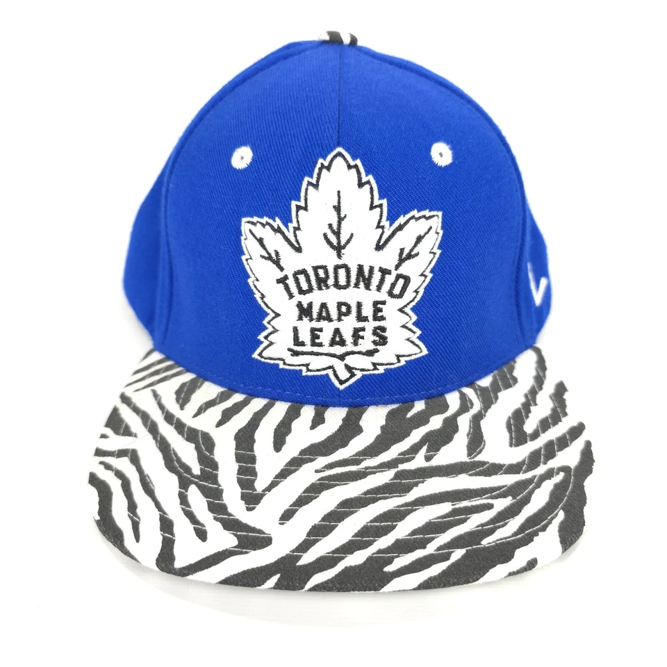 Toronto Maple Leafs NHL Zebra Stripe Wool Blend Vtg Snapback Zephyr Cap Hat RARE - Image 2 of 4