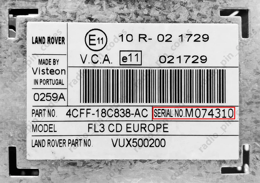 LAND ROVER RADIO PIN CODE DEFENDER DISCOVERY FREELANDER BECKER VISTEON M SERIES - Bild 4 von 4