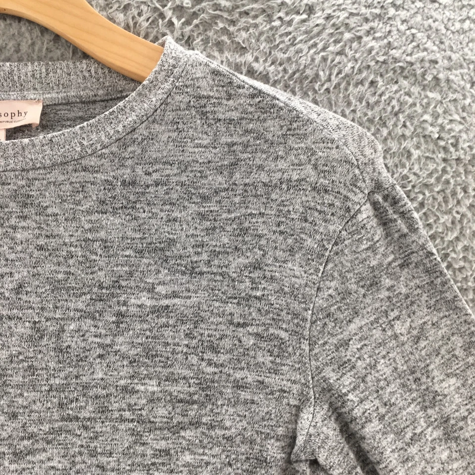 Philosophy Suéter Mujer M Gris Cuello Redondo Manga Larga Pullover Tejido Informal Foto 3 de 4