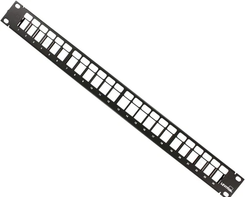 Leviton 49255-H24 Quickport Patch Panel, 24-Port, 1RU, Cable Management Bar Incl