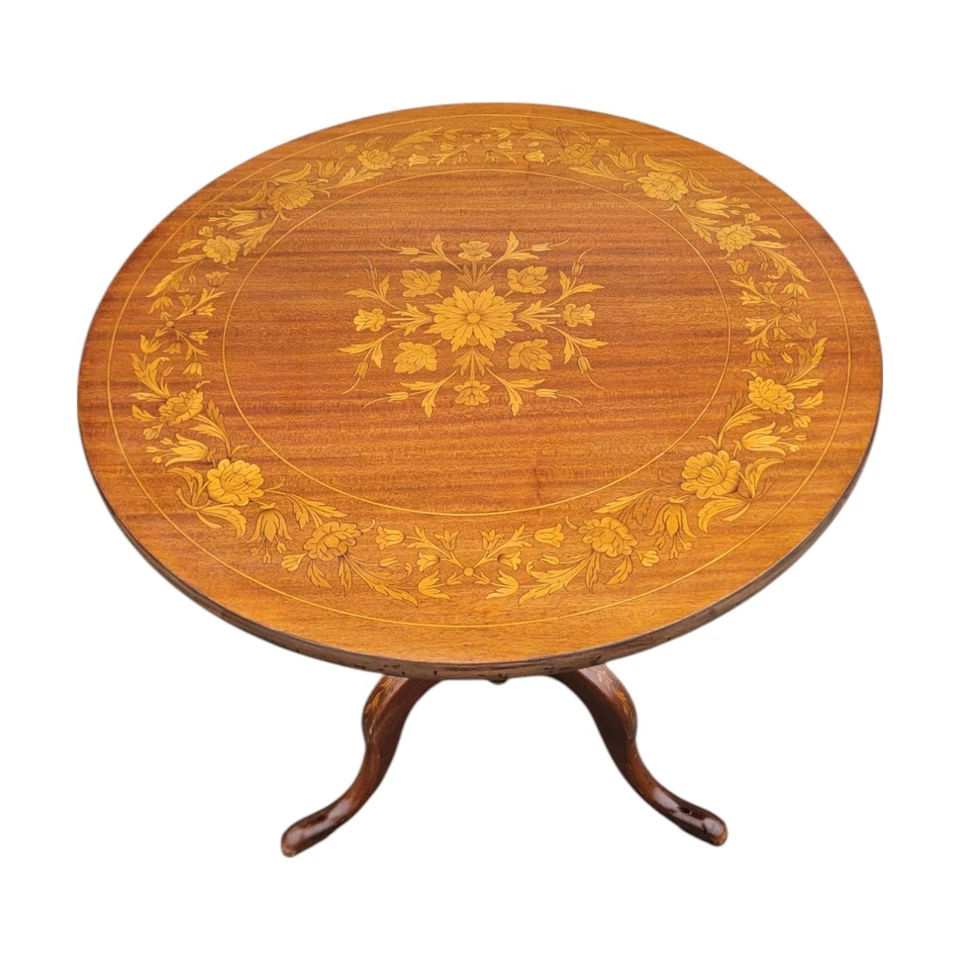 Mesa inclinável embutida de mogno década de 1920 – Mesa central com pedestal estilo Queen Anne - Imagem 4 de 4