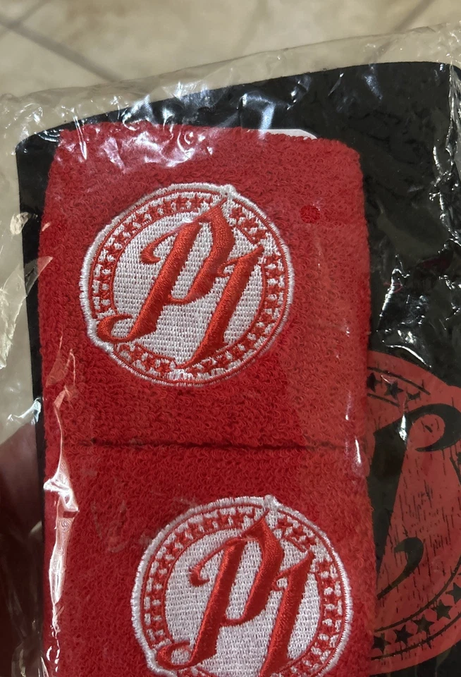 AJ Styles Phenomenal One Untouchable WWE P1 Red Wristbands Elbow Pad 3pc Set New - Image 2 of 3
