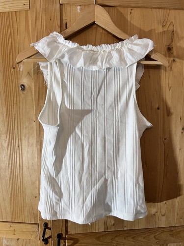 Anthropologie Pilcro Ruffled Sleeveless Tank Top Size M Cotton & Linen - Picture 4 of 6