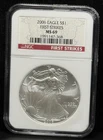 NGC MS69 2006 American Silver Eagle One Dollar Silver Coin -368