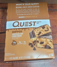 Quest Nutrition Dipped Chocolate Chip Cookie Dough Protein Bars, 18g Protein,...
