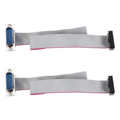 IDC Wire Flat Ribbon Cable DB15 Male to FC-16 Female 30cm Length 2pcs