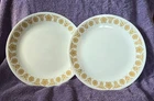 Corelle Pyrex BUTTERFLY GOLD 10 1/4" Dinner Plate Set of 2 Vintage Dishes Retro