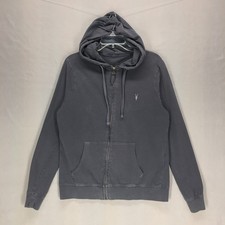 AllSaints Hoodie Jacket Mens Medium Gray Brace Slim Fit Full Zip Organic Cotton