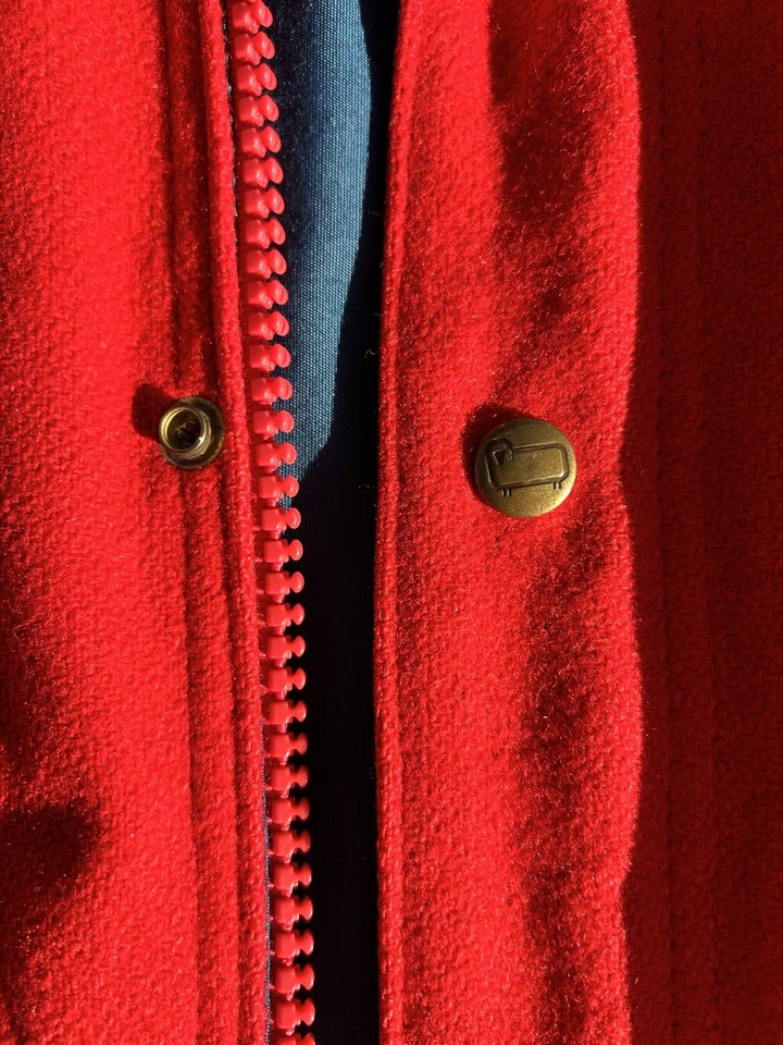 Chaqueta Woolrich vintage para mujer talla pequeña roja lana hervida bolsillos con cremallera completa Foto 4 de 4
