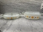 Vintage Pyrex Town & Country Set Of 2 Oval Casserole Dishes 1.5 & 2.5 Qt w/ Lids