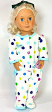 Our Generation 18" Doll Blonde Hair Blue Eyes Battat Polka Dot Pajamas Bow