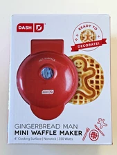 Dash Gingerbread Man Mini Waffle Maker, Red - New