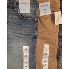 Cat Jack Kids Boys Straight Leg Adjustable Waist Pants Jeans Size 10 2 pairs nwt