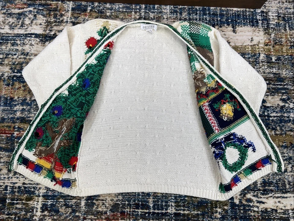 Cárdigan de Navidad Pequeño Sofisticado de Colección Tejido a Mano Suéter Festivo Mujeres Talla S Foto 3 de 4