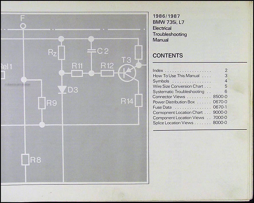 Diagramas de fiação originais manuais elétricos BMW 735i L7 1986-1987 - Imagem 2 de 2