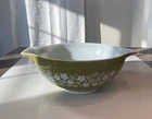 Vintage Pyrex 444 Spring Blossom Green Crazy Daisy Cinderella Mixing Bowl 4 Qt