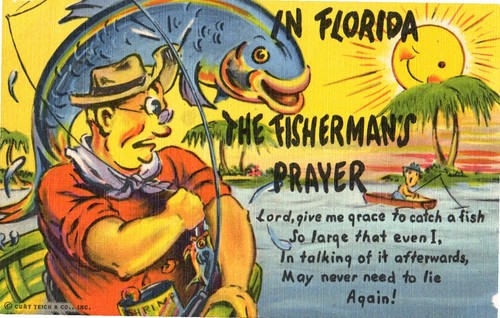 Humorous Divided Back Unposted Fisherman's Prayer Florida - 第 1/2 張圖片