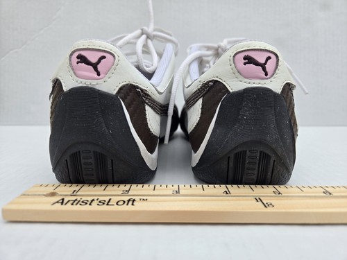 Puma Sepatu Drift CatShoes Size 4.5 White Brown Leather With Pink Puma Logo - Picture 11 of 14