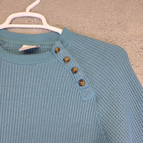 Columbia Chillin Pullover Damen XL blau Rundhals Raglan Schulter Knopf Thermo - Bild 4 von 15
