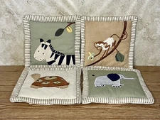 Kids Line Set of 4 Jungle Animals Soft Nursery Wall Hangings Zebra Monkey Turtle