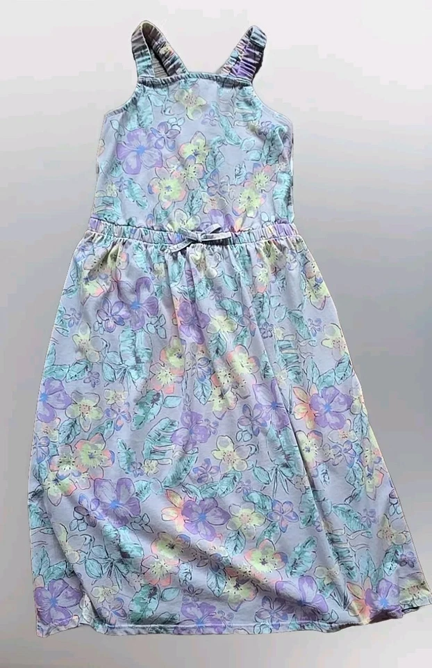Osh Kosh ~ Girls' Size 12 ~ Purple Floral ~ Elastic Waist ~ Sleeveless Sun Dress - Image 2 of 4