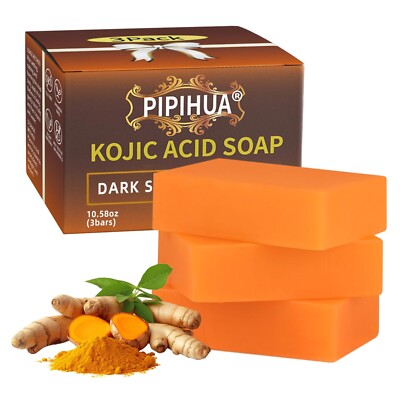 Kojisäure Seife Vitamin C gegen Pigmentflecken Gesicht Körper 3 Stück