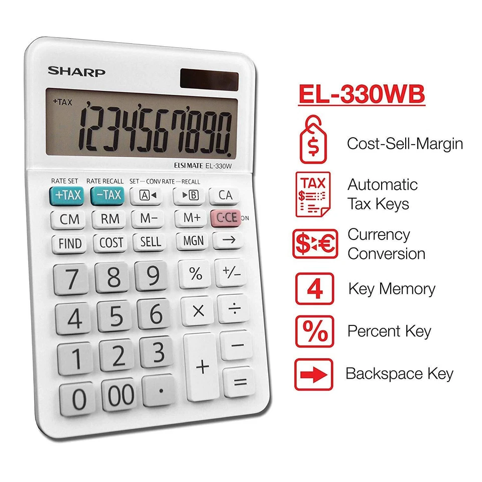 Sharp EL-330WB Calculator Dual Power Solar Battery 1 Pack New - Image 4 of 4