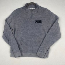 VS Pink Women's Size M Cotton Blend Quarter Zip Long Sleeve Pullover Sweatshirt