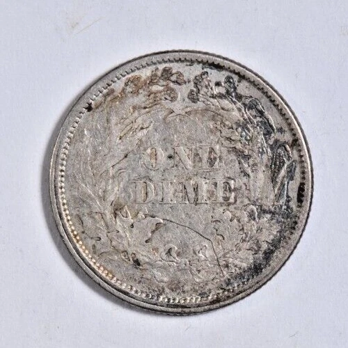 1860 SEATED LIBERTY DIME ~ BOM TOM AZUL E DOURADO EXCELENTE ESTADO! - Imagem 2 de 2