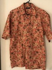 M Men's PIERRE CARDIN Vintage Salmon Floral Cotton Hawaiian Shirt NEVER WORN