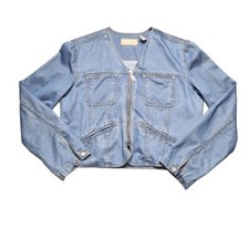 Liz Claiborne 'lizwear' Zip Up Light Blue Denim Jacket Size Small Vintage Y2k