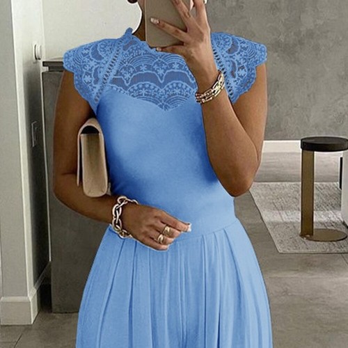 Damen Elegant Jumpsuit Overalls Spitze Hosenanzug Sommer Einteiler Party Romper - Bild 13 von 25
