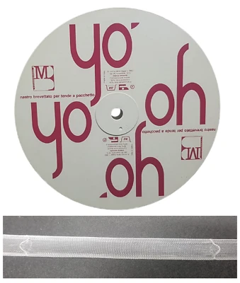 EMMEBI 10 metri Nastro fettuccia per tende pacchetto YOYO16PT trasparente 16 mm