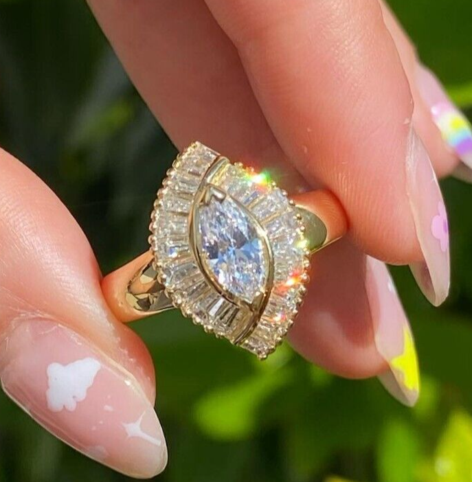 Marquise Cut Sunburst Diamond Ring Sunburst Marquise Custom