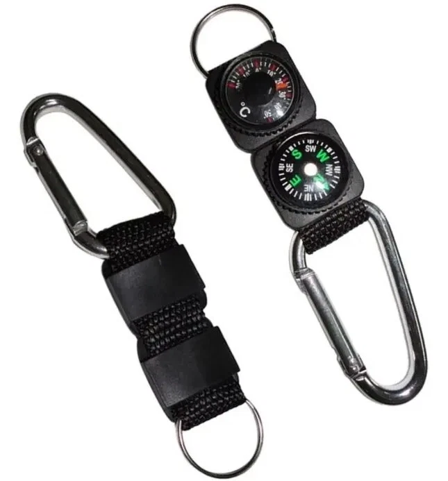 3 in 1 Outdoor Carabiner Key Ring with Compass and Thermometer Survival tool - Image 3 of 4