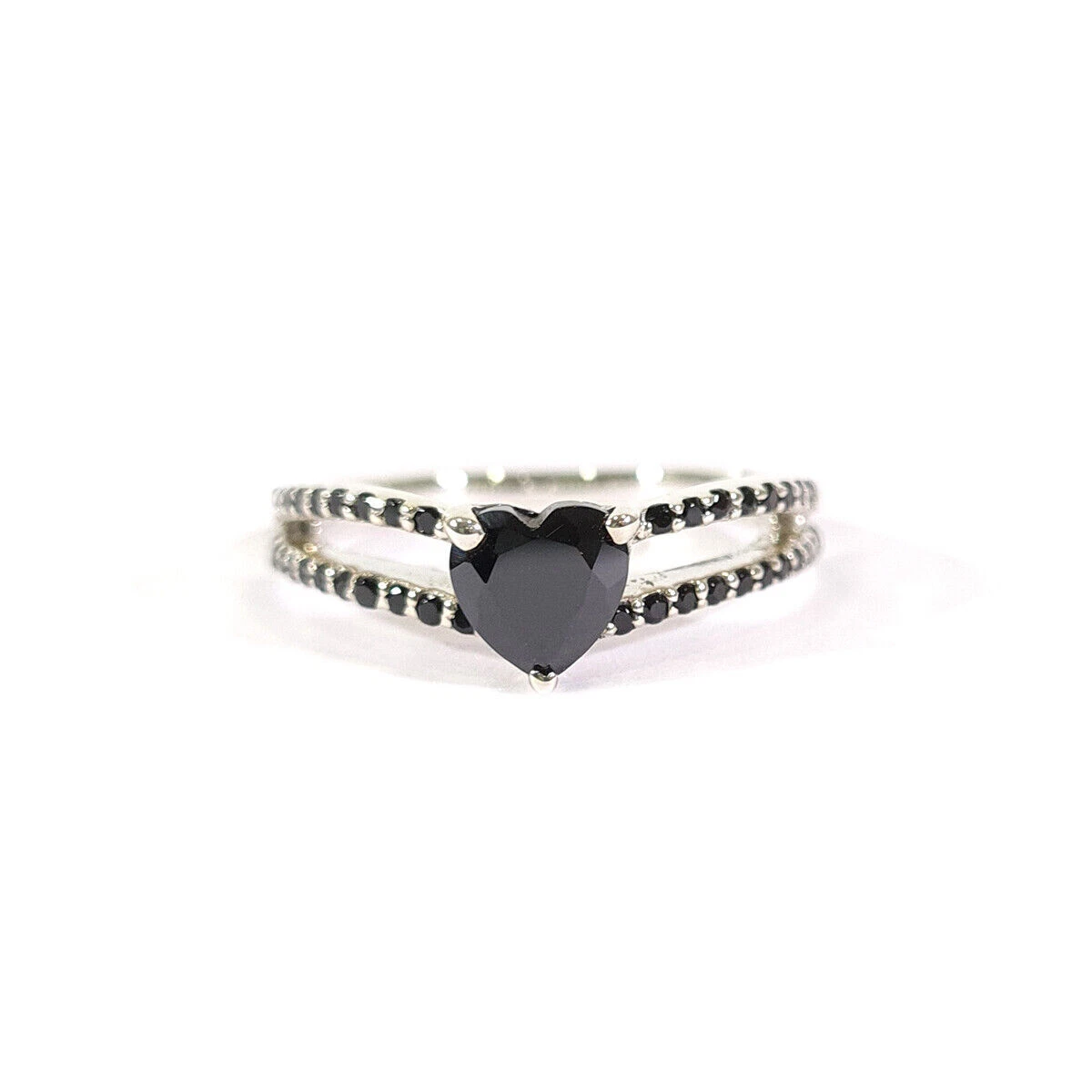 Heart Shape Black Onyx Engagement Ring Heart Shape Wedding Ring