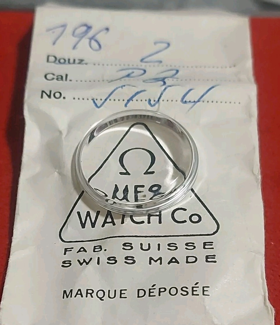 Original Omega Plexiglas 19.5mm 5154 PZ Watch Crystal Silver Tension Ring, NOS