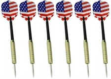 Set of 6 High Quality Steel Needle Tip Darts with American Flag Dart Flights