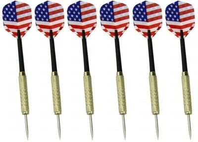 EDMBG Set of 6 High Quality Steel Needle Tip Darts with American Flag Dart Flights