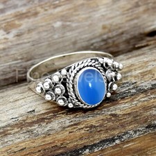 Blue onyx Ring, 925 Sterling Silver, Bohemian Ring, Girl's Ring, Handmade Ring
