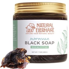 Natural Elephant Moroccan Black Soap With Eucalyptus Essential Oil 200g 7oz