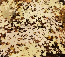 100 pcs Vintage Snowflake Sequins 25mm 1-Inch Metallic Gold for Sewing or Crafts